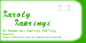 karoly kaprinyi business card